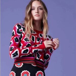 DIANE VON FURSTENBERG Harrison Crewneck Cropped Sweater, S (officially M)